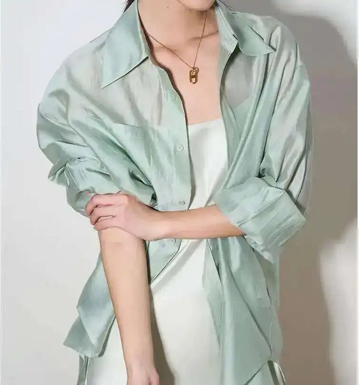 Duttini | Silk Poplin Blouse for Women in Flowing Fit