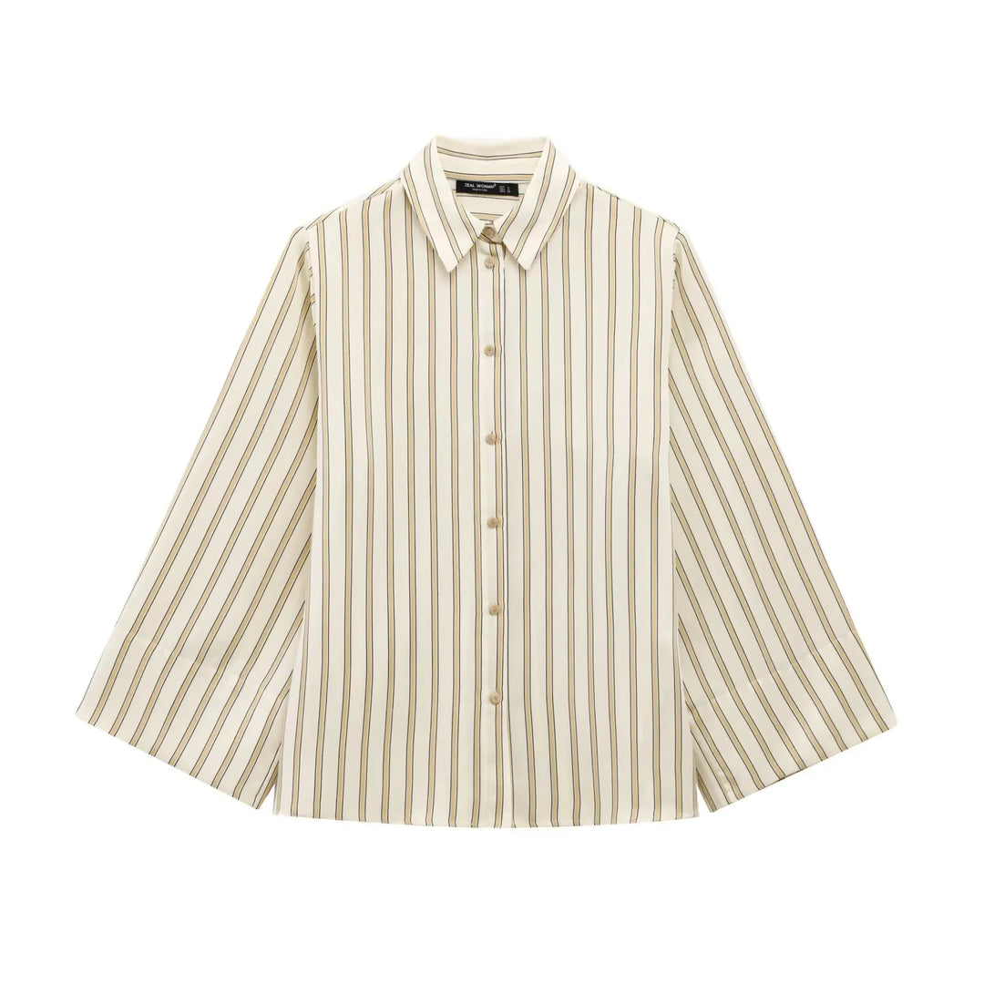 Duttini | Striped Button-Up Blouse for Women in Cotton Blend