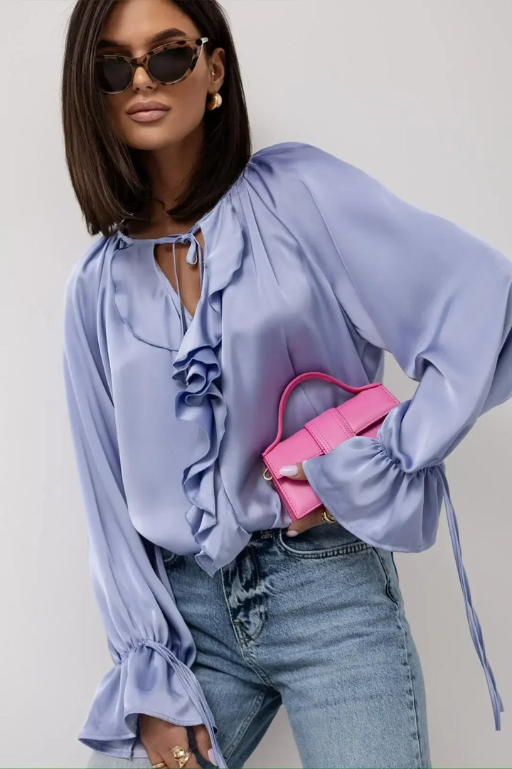 Duttini | Satin Ruffle Blouse for Women