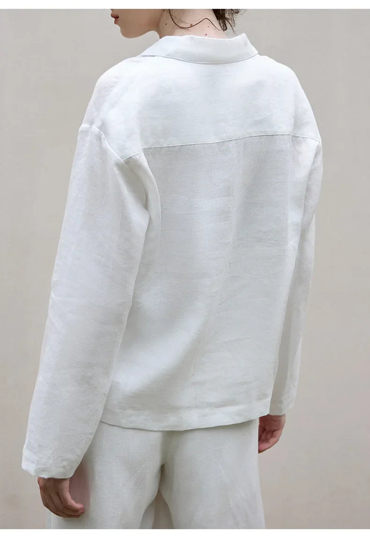 Duttini | Linen Pullover for Men with Polo Collar