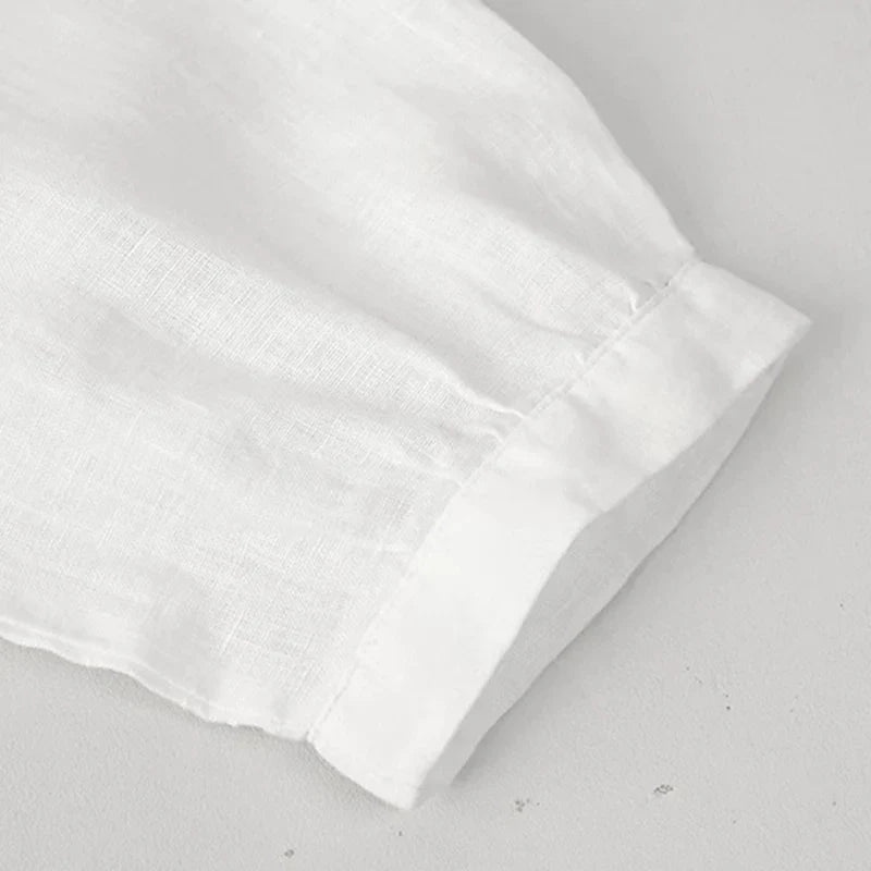Duttini | Fitted V-Neck Linen Blouse for Women
