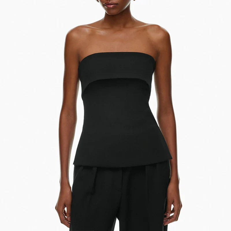 Duttini | Linen Strapless Tube Crop Top for Women