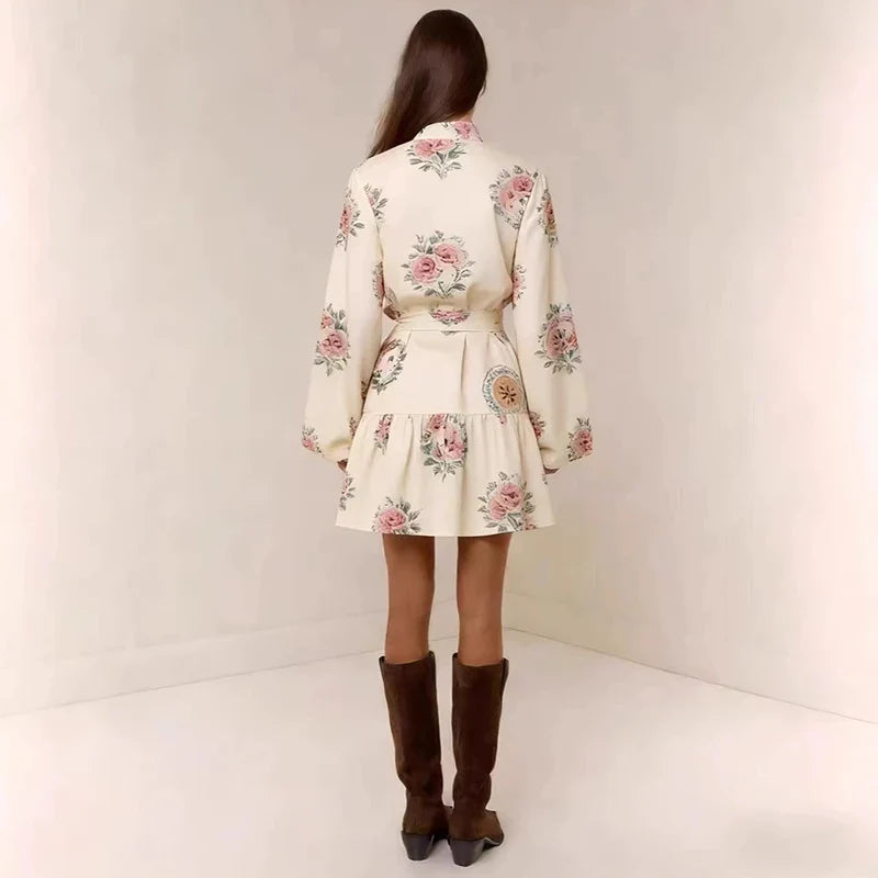 Duttini | Floral Button-Down Mini Dress for Women in Lightweight Fabric