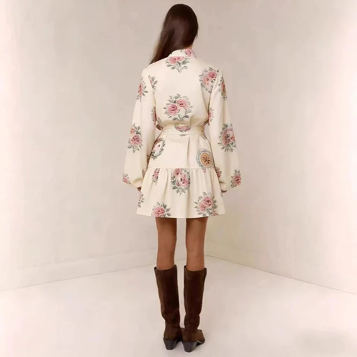 Duttini | Floral Button-Down Mini Dress for Women in Lightweight Fabric