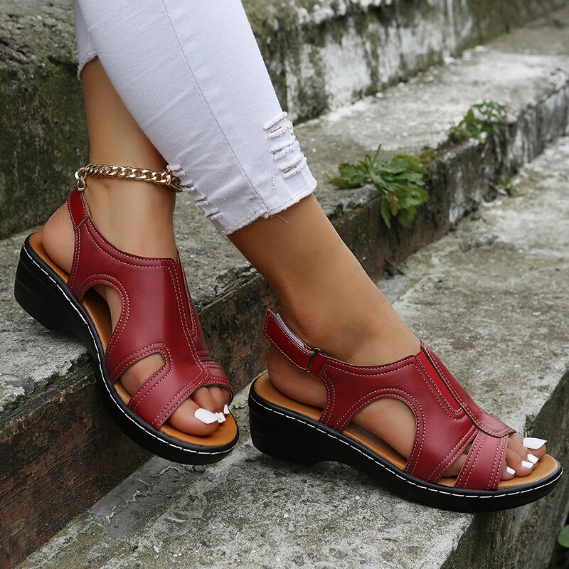 Duttini | Comfort-Fit Open Toe Slingback Wedge with Cushioned Support