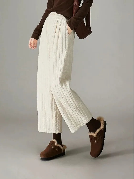 Duttini | Cotton Wide-Leg Pants for Women in Beige