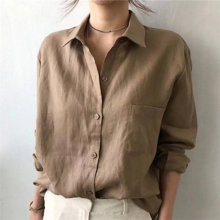 Duttini | Soft Linen Open Collar Shirt