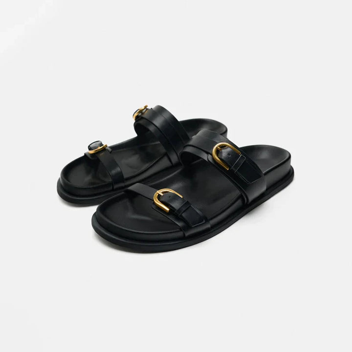 Duttini | Leather Slides with Buckle