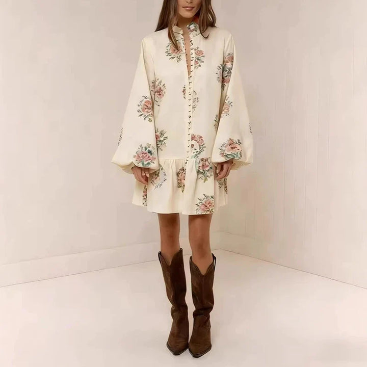 Duttini | Floral Button-Down Mini Dress for Women in Lightweight Fabric
