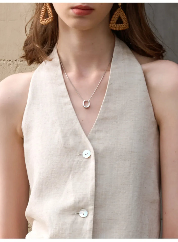 Duttini | Linen Halter Waistcoat Top for Women