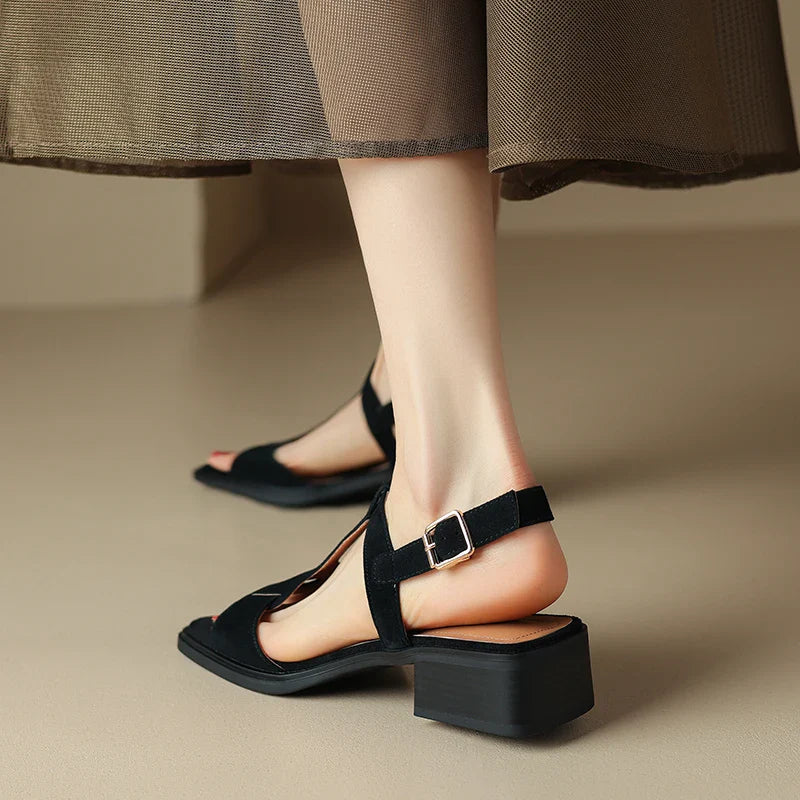Duttini | Suede T-Strap Sandals