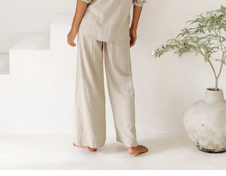 Duttini | Linen Wide Leg Pant for Women in Ruffle Style