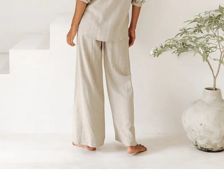 Duttini | Linen Wide Leg Pant for Women in Ruffle Style