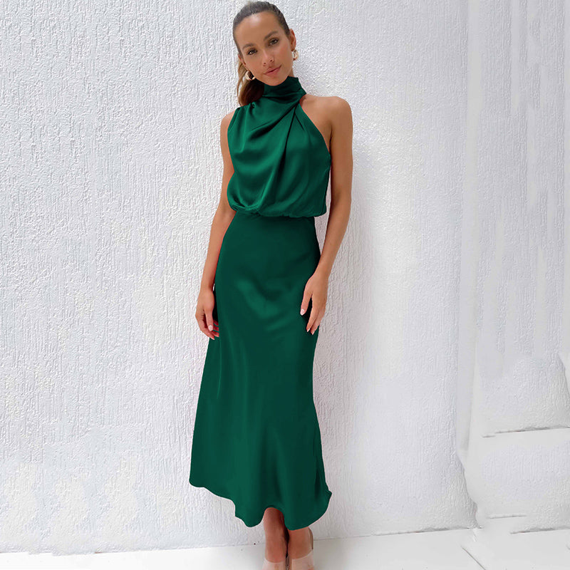 Duttini | Elegant Halter Evening Dress with Graceful Drape