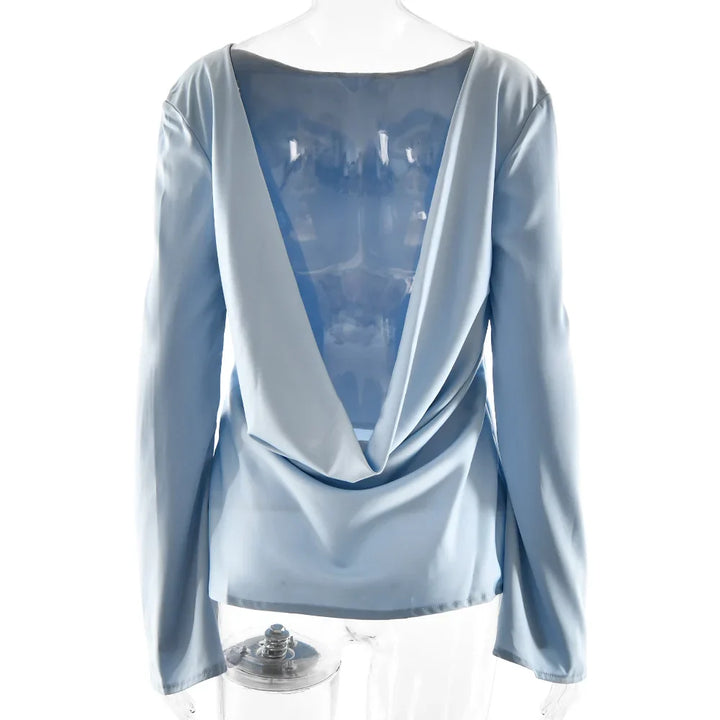 Duttini | Satin Long Sleeve Bell Cuff Top for Women in Elegant Style