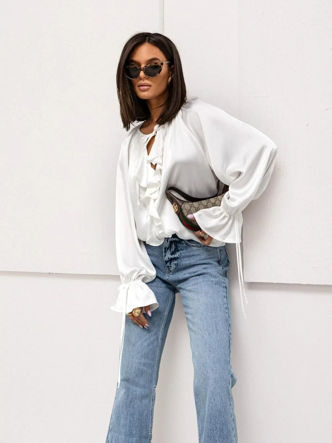 Duttini | Satin Ruffle Blouse for Women