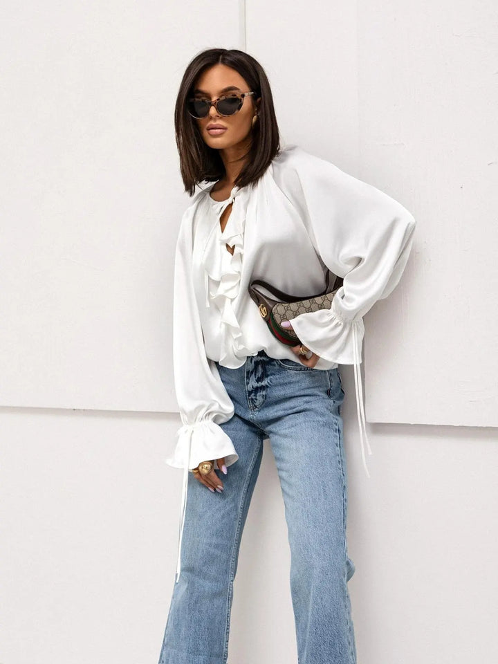 Duttini | Satin Ruffle Blouse for Women