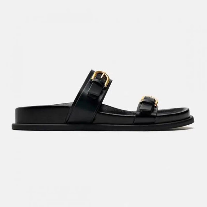 Duttini | Leather Slides with Buckle