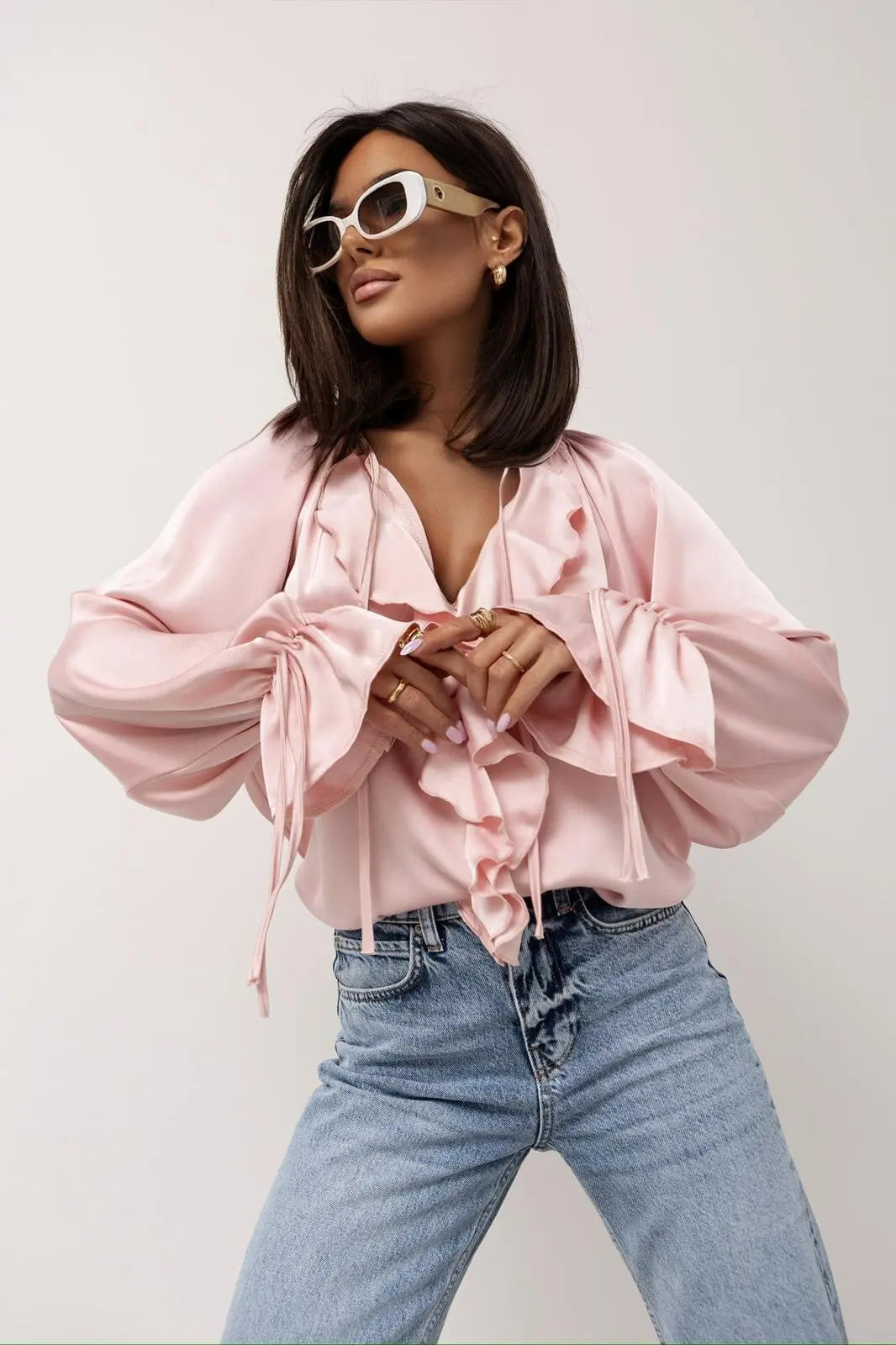 Duttini | Satin Ruffle Blouse for Women