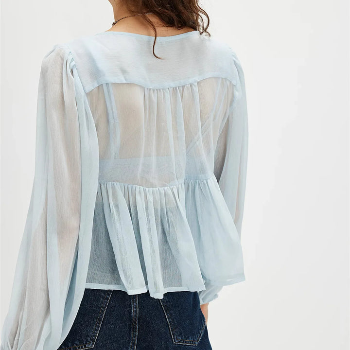 Duttini | Chiffon Tie Blouse for Women in Whisper Color