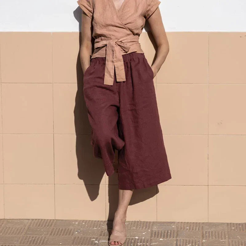 Duttini | Wide Leg Linen Pant for Women in Natural