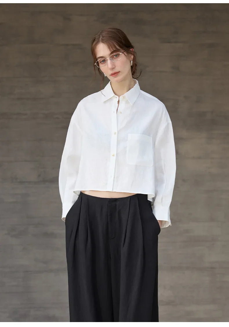 Duttini | Cropped Linen Overshirt for Women