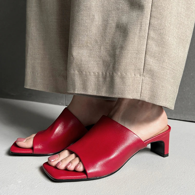 Duttini | Red Leather Heeled Mules