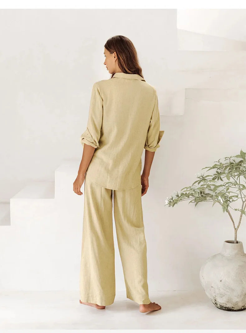 Duttini | Oversized Linen Shirt for Women in White