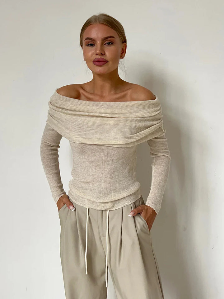 Duttini | Off-Shoulder Knit Top for Women in Black
