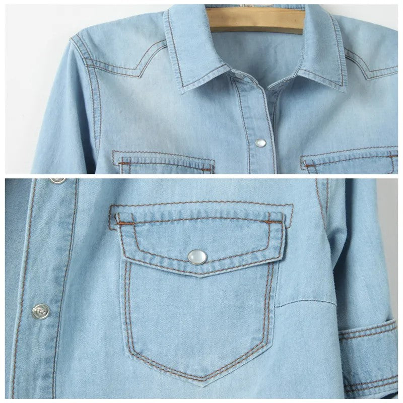Duttini | Denim Crop Top for Women in Light Blue