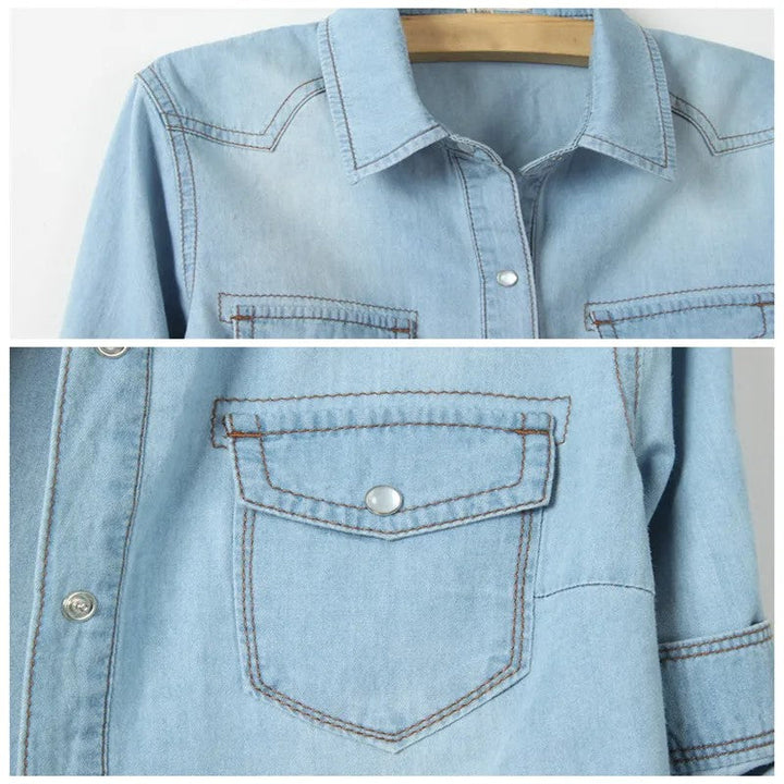 Duttini | Denim Crop Top for Women in Light Blue