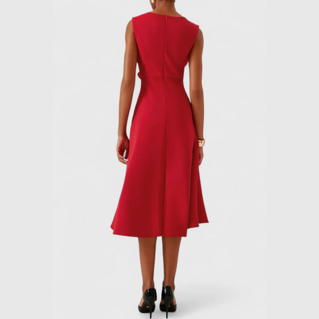Duttini | Sophisticated Draped Asymmetric Midi Dress in a Flattering Cut