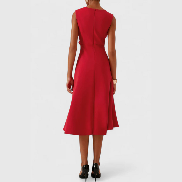 Duttini | Sophisticated Draped Asymmetric Midi Dress in a Flattering Cut