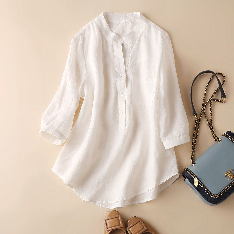 Duttini | Effortless Linen Blend Summer Tunic Blouse in a Flattering Cut