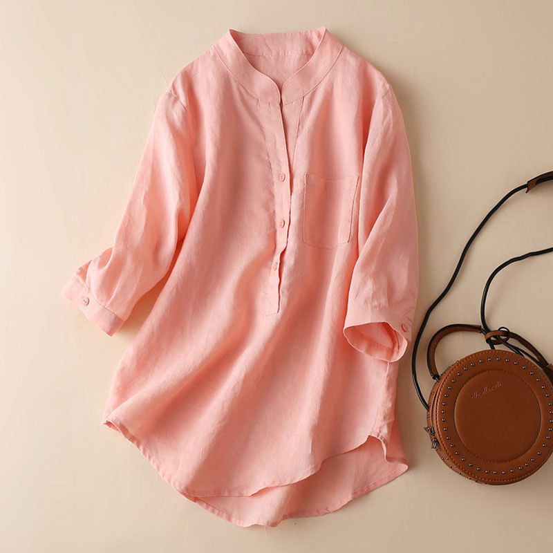 Duttini | Effortless Linen Blend Summer Tunic Blouse in a Flattering Cut