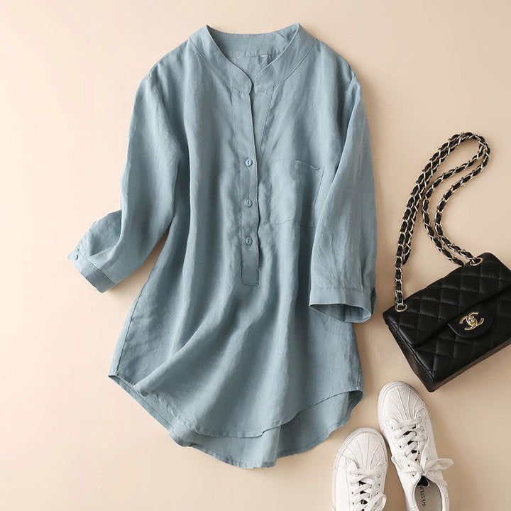 Duttini | Effortless Linen Blend Summer Tunic Blouse in a Flattering Cut