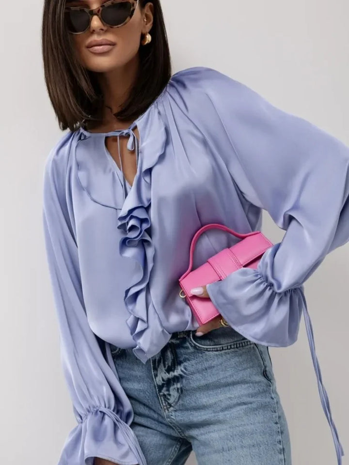 Duttini | Satin Ruffle Blouse for Women