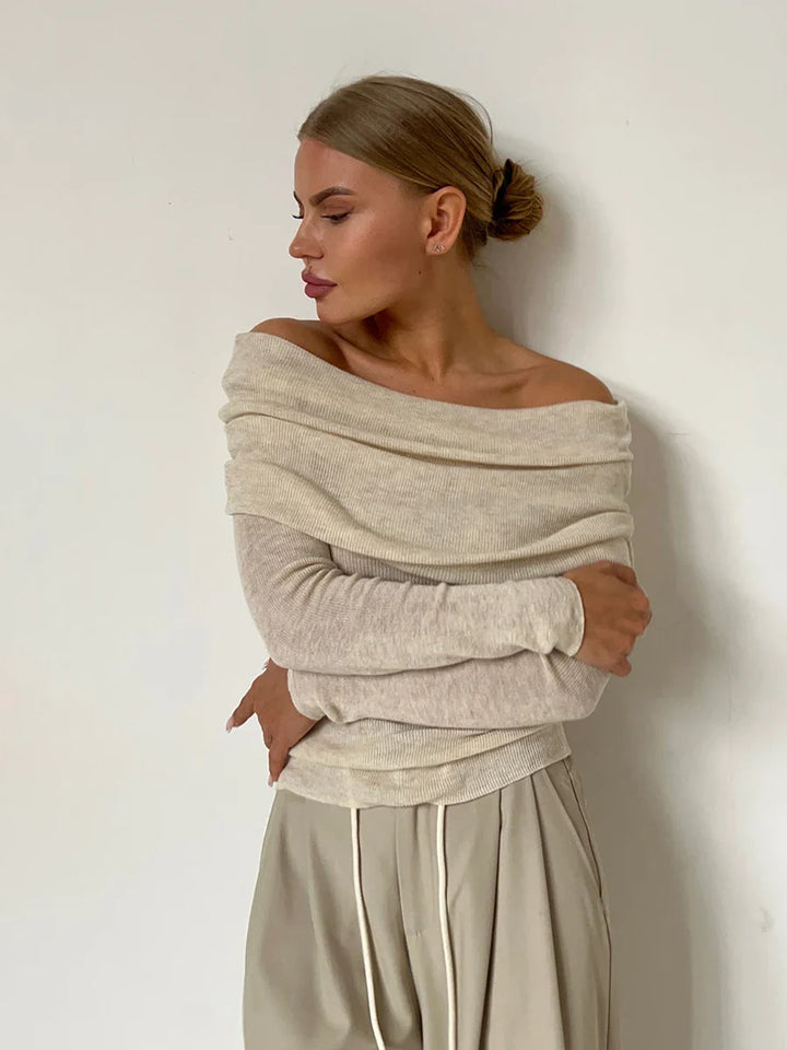 Duttini | Off-Shoulder Knit Top for Women in Black