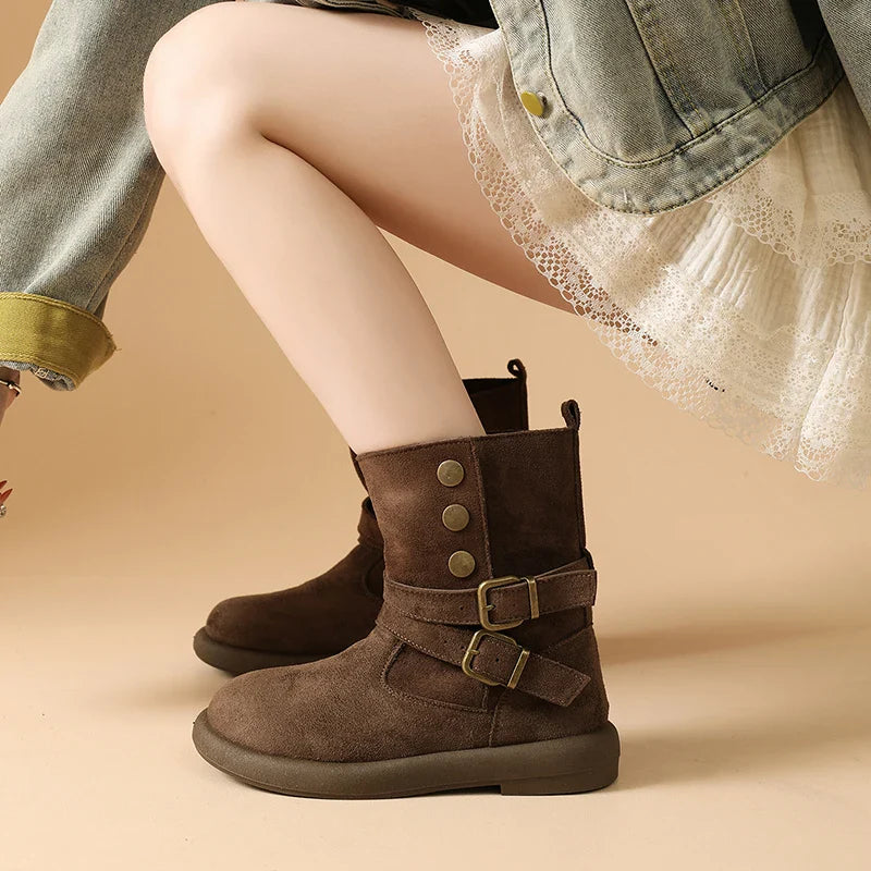 Duttini | Suede Buckle Ankle Boots
