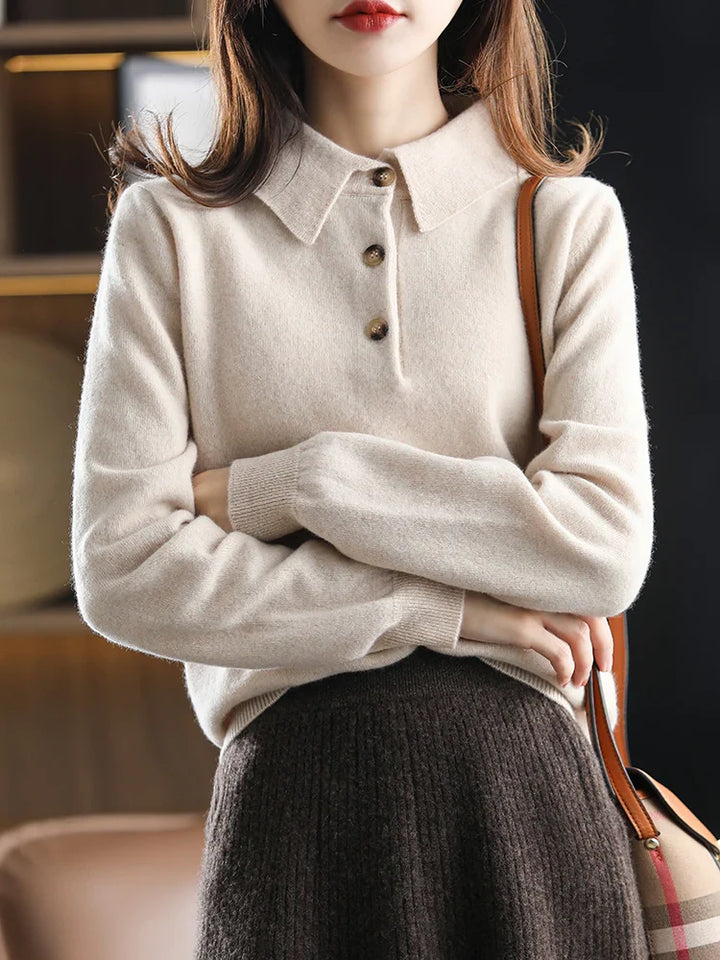 Duttini | Wool Polo Sweater for Women in Classic Fit, Navy