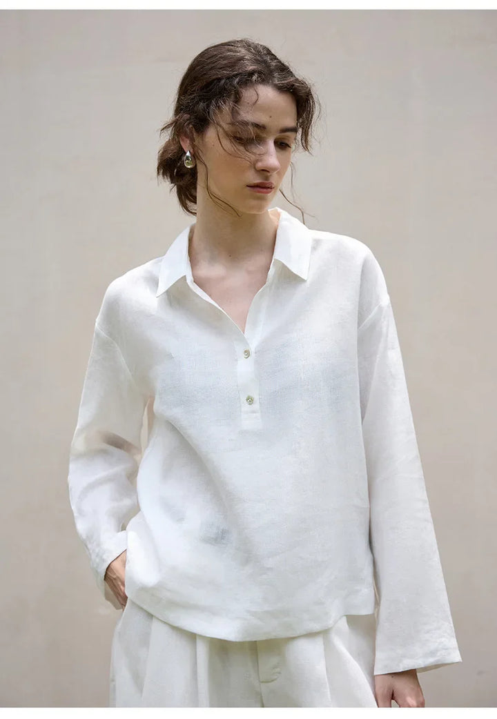 Duttini | Linen Pullover for Men with Polo Collar