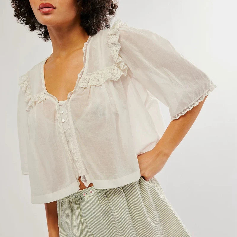 Duttini | Ruffle Blouse for Women in Lightweight Fabric