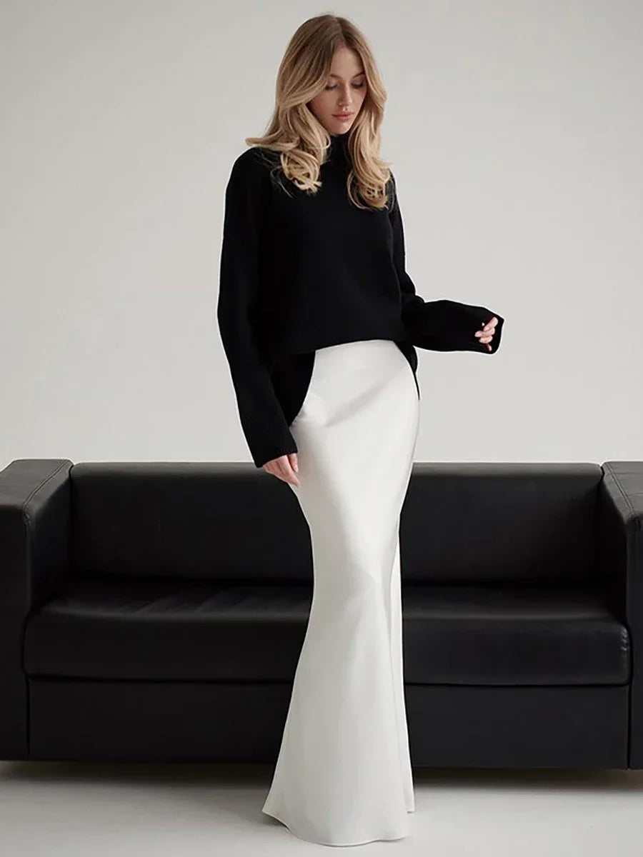 Duttini | Satin Fishtail Maxi Skirt for Women