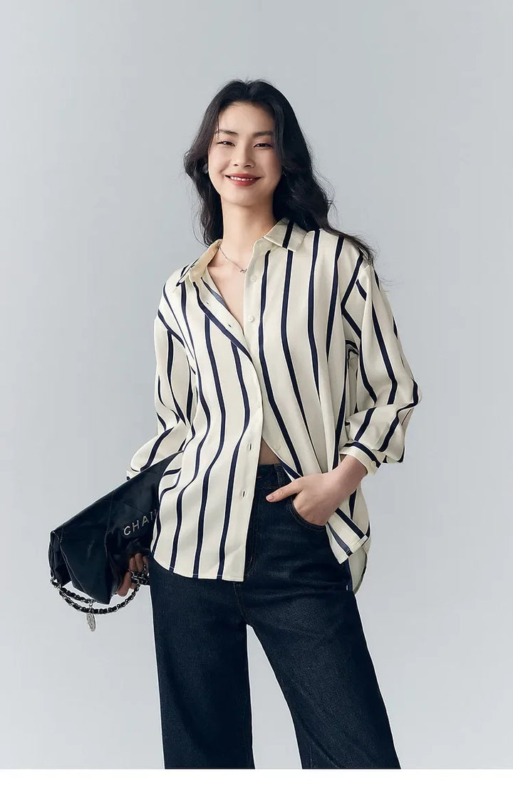 Duttini | Stripe Satin Blouse for Women