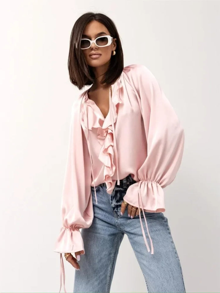 Duttini | Satin Ruffle Blouse for Women