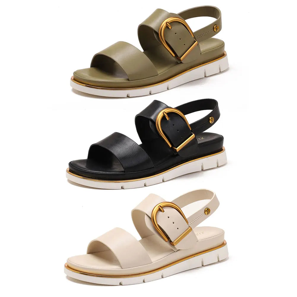 Duttini | Gold-Buckle Strap Sandals