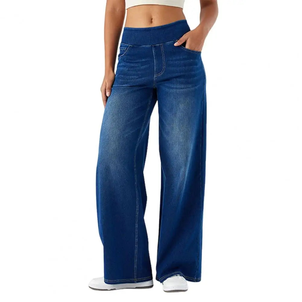 Duttini | Pull-On Wide Leg Jean for Women in Denim Blue