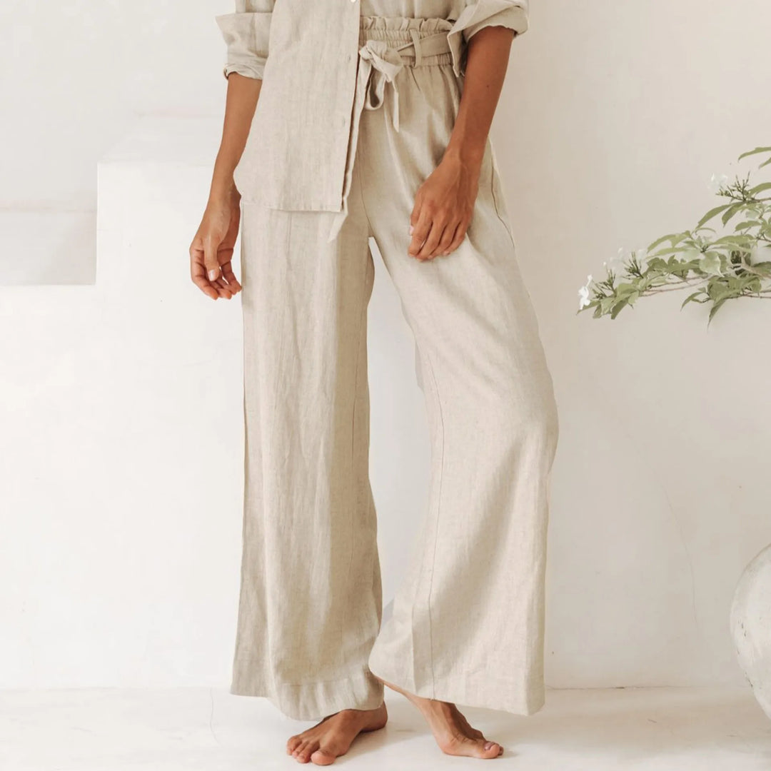 Duttini | Linen Wide Leg Pant for Women in Ruffle Style
