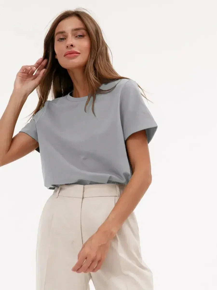 Duttini | Cotton Tee for Women in White, Casual Fit