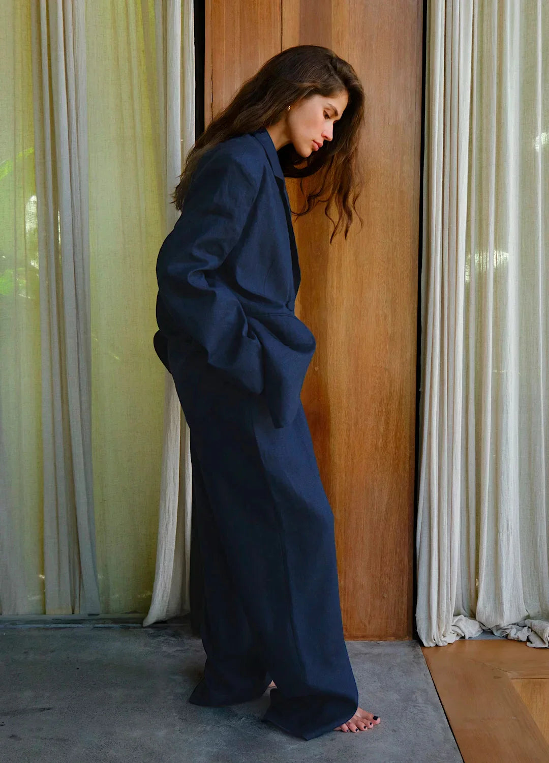 Duttini | Linen Wide-Leg Trousers for Women in Natural Color